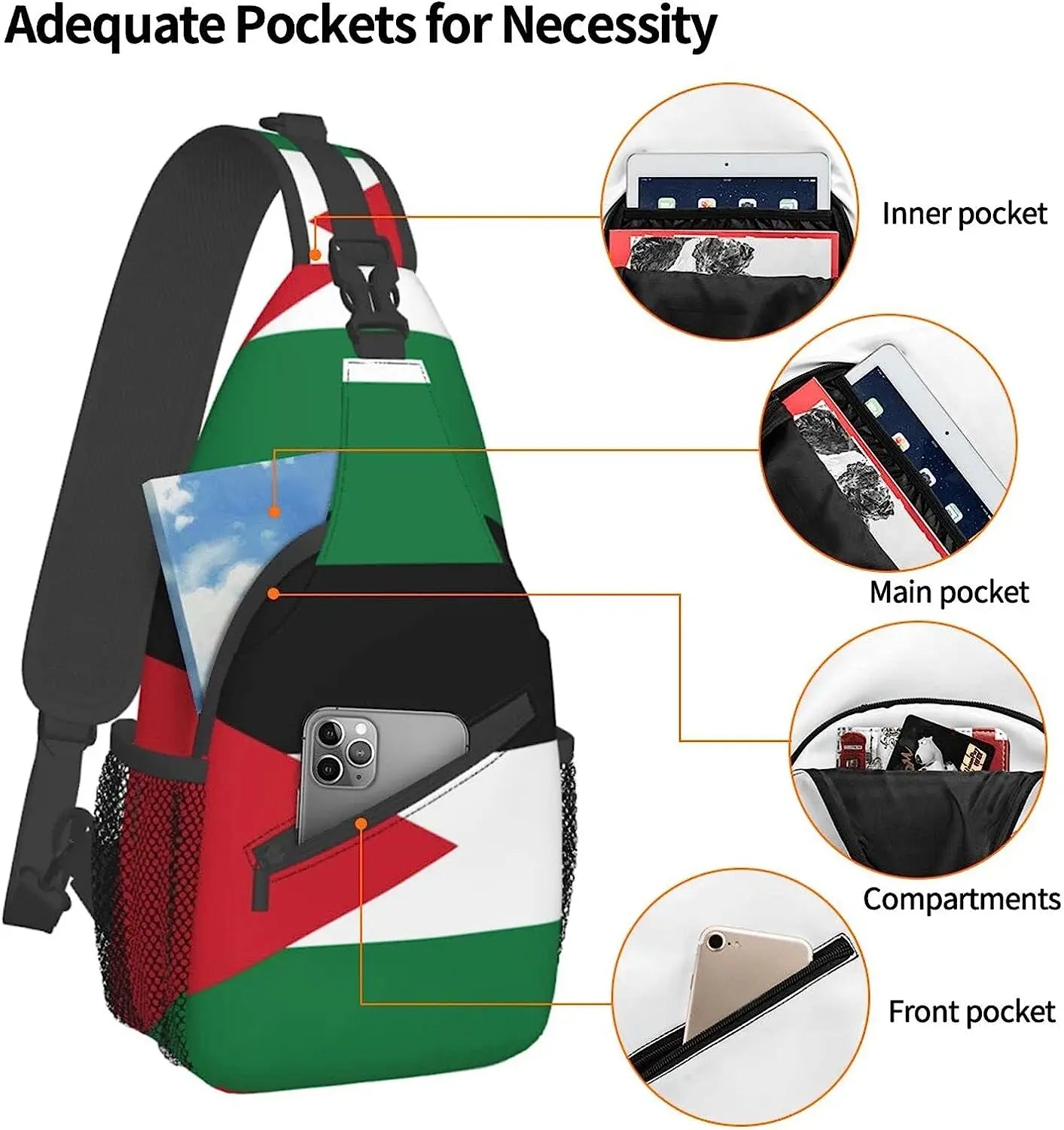 Palestine Flag Cross-body Backpack