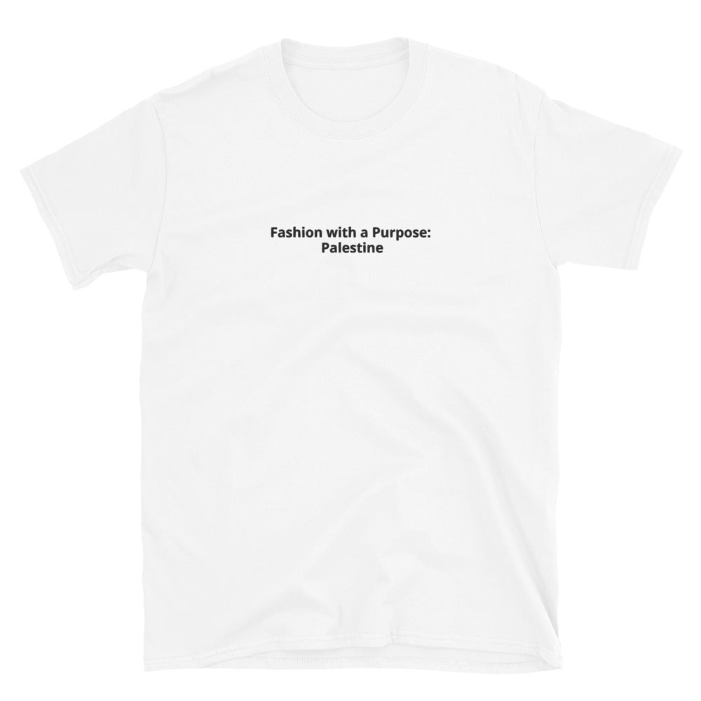 "Fashion with a Purpose: Palestine" Black Writing Unisex Embroidered tee