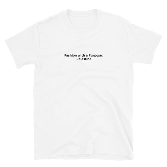 "Fashion with a Purpose: Palestine" Black Writing Unisex Embroidered tee